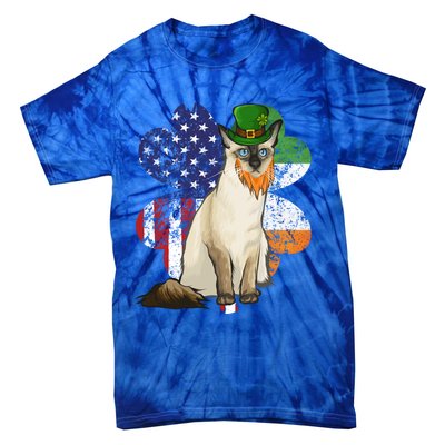 St Patricks Day Irish American Flag Balinesegiftjavanese Cat Great Gift Tie-Dye T-Shirt