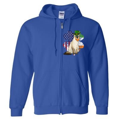 St Patricks Day Irish American Flag Balinesegiftjavanese Cat Great Gift Full Zip Hoodie