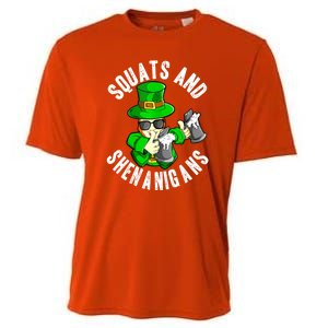 St Patricks Day Squats And Shenanigans Leprechaun Workout Gift Cooling Performance Crew T-Shirt