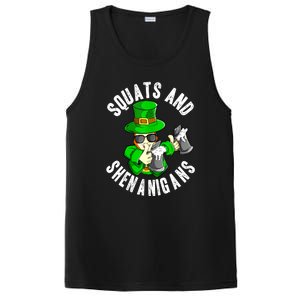 St Patricks Day Squats And Shenanigans Leprechaun Workout Gift PosiCharge Competitor Tank