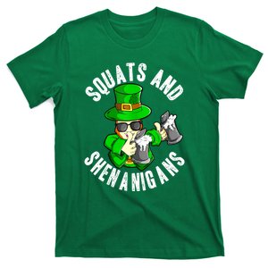 St Patricks Day Squats And Shenanigans Leprechaun Workout Gift T-Shirt