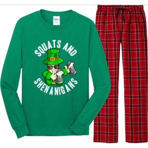 St Patricks Day Squats And Shenanigans Leprechaun Workout Gift Long Sleeve Pajama Set