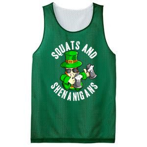 St Patricks Day Squats And Shenanigans Leprechaun Workout Gift Mesh Reversible Basketball Jersey Tank