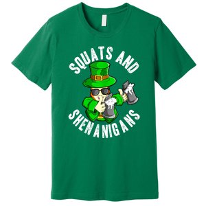 St Patricks Day Squats And Shenanigans Leprechaun Workout Gift Premium T-Shirt