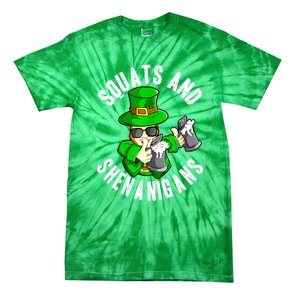 St Patricks Day Squats And Shenanigans Leprechaun Workout Gift Tie-Dye T-Shirt