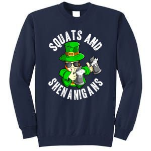 St Patricks Day Squats And Shenanigans Leprechaun Workout Gift Tall Sweatshirt