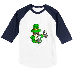 St Patricks Day Squats And Shenanigans Leprechaun Workout Gift Baseball Sleeve Shirt