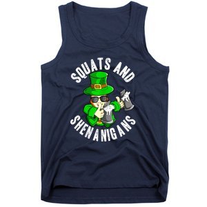 St Patricks Day Squats And Shenanigans Leprechaun Workout Gift Tank Top