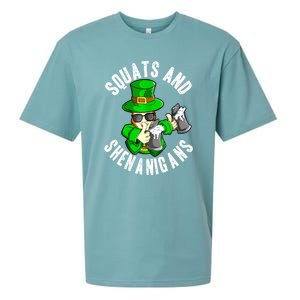 St Patricks Day Squats And Shenanigans Leprechaun Workout Gift Sueded Cloud Jersey T-Shirt