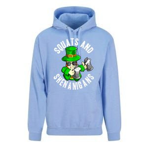 St Patricks Day Squats And Shenanigans Leprechaun Workout Gift Unisex Surf Hoodie