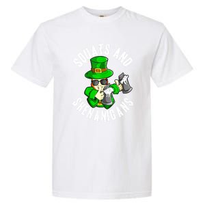 St Patricks Day Squats And Shenanigans Leprechaun Workout Gift Garment-Dyed Heavyweight T-Shirt