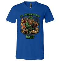 St Patrick's Day Idaho Irish American Heritage Firefighter Great Gift V-Neck T-Shirt