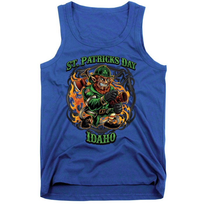 St Patrick's Day Idaho Irish American Heritage Firefighter Great Gift Tank Top