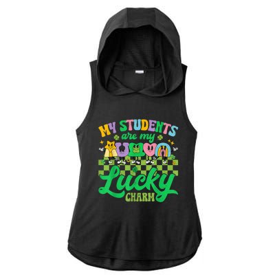 St Patricks Day Teacher Shirt My Students Are My Lucky Charm Ladies PosiCharge Tri-Blend Wicking Draft Hoodie Tank