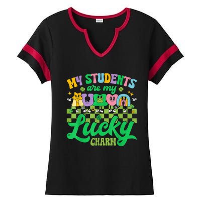 St Patricks Day Teacher Shirt My Students Are My Lucky Charm Ladies Halftime Notch Neck Tee