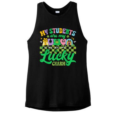 St Patricks Day Teacher Shirt My Students Are My Lucky Charm Ladies PosiCharge Tri-Blend Wicking Tank