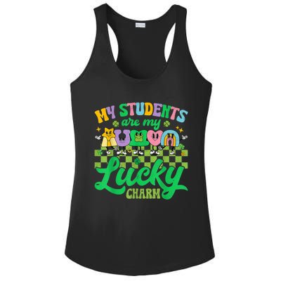 St Patricks Day Teacher Shirt My Students Are My Lucky Charm Ladies PosiCharge Competitor Racerback Tank