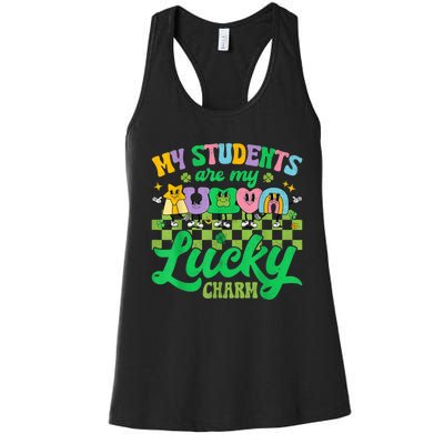 St Patricks Day Teacher Shirt My Students Are My Lucky Charm Women's Racerback Tank