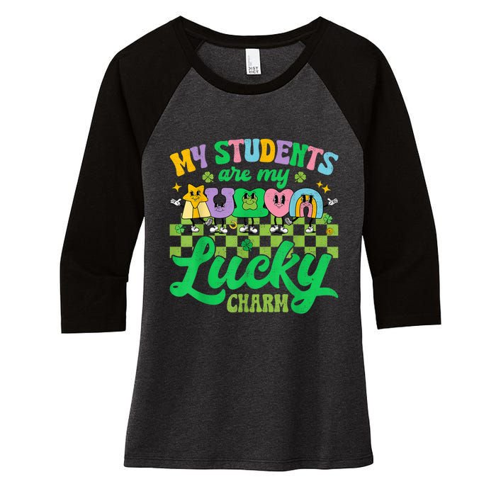 St Patricks Day Teacher Shirt My Students Are My Lucky Charm Women's Tri-Blend 3/4-Sleeve Raglan Shirt