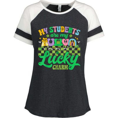 St Patricks Day Teacher Shirt My Students Are My Lucky Charm Enza Ladies Jersey Colorblock Tee