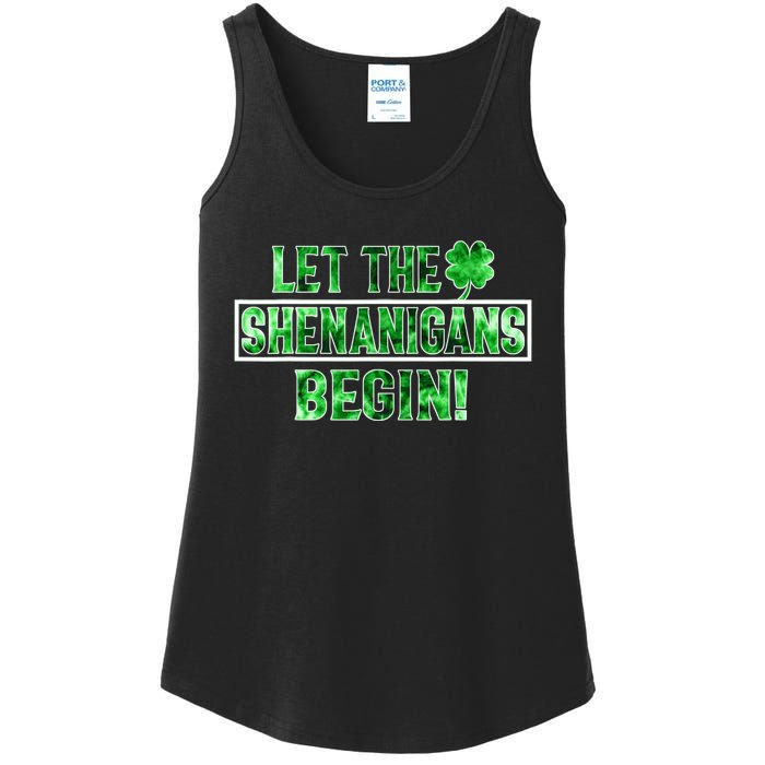 St Patricks Day Shirts Let The Shenanigans Begin Tie Dye Ladies Essential Tank