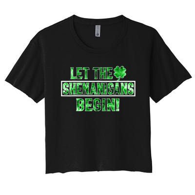 St Patricks Day Shirts Let The Shenanigans Begin Tie Dye Women's Crop Top Tee