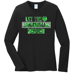 St Patricks Day Shirts Let The Shenanigans Begin Tie Dye Ladies Long Sleeve Shirt