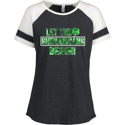 St Patricks Day Shirts Let The Shenanigans Begin Tie Dye Enza Ladies Jersey Colorblock Tee