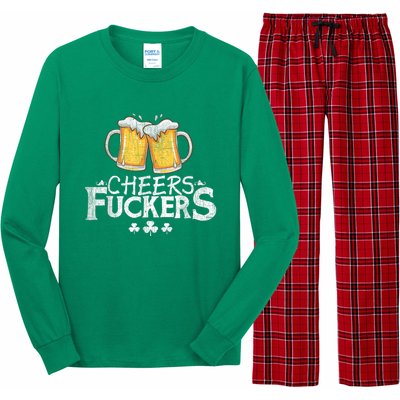 St Patricks Day Cheers Fuckers Funny Drinking Long Sleeve Pajama Set