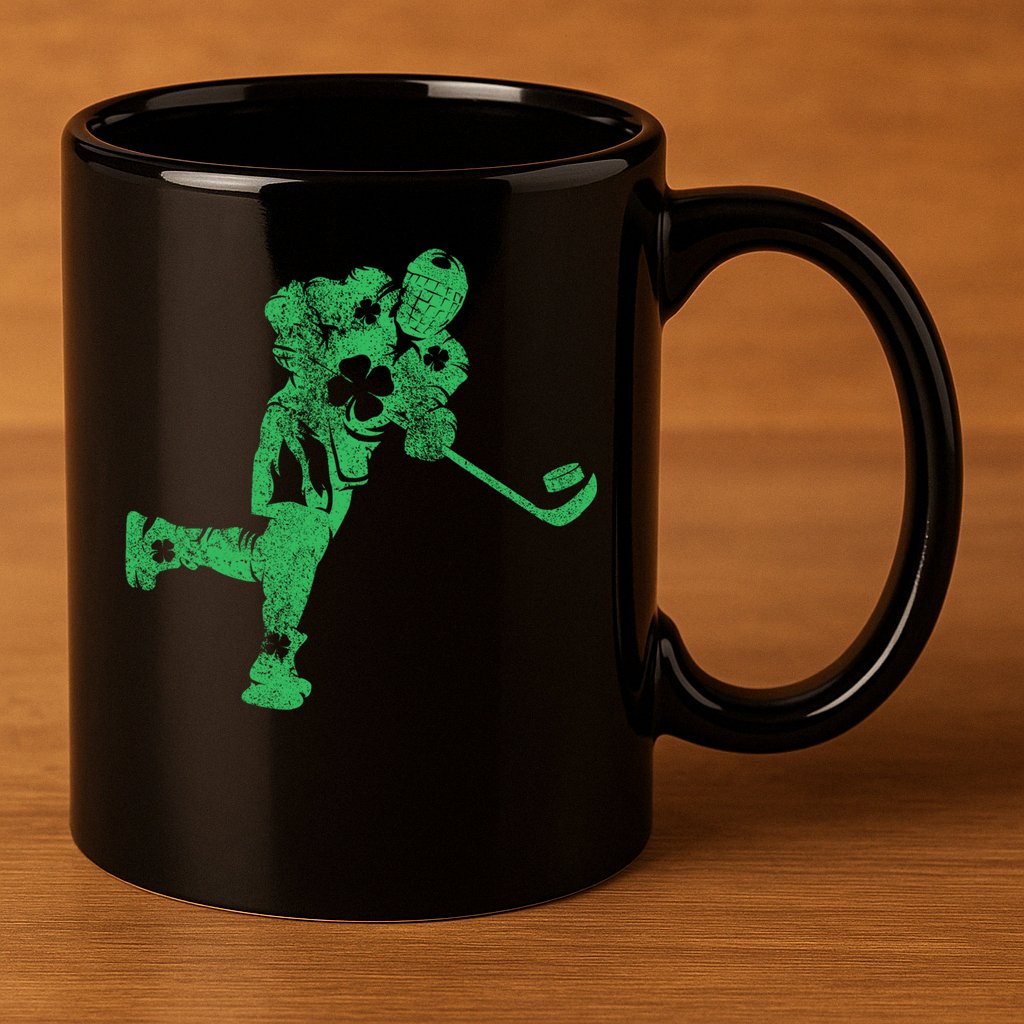 St Patricks Day Hockey Irish Boy Saint PaddyS Shamrock 11oz C Handle Ceramic Mug