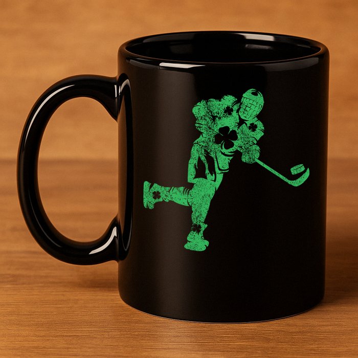 St Patricks Day Hockey Irish Boy Saint PaddyS Shamrock 11oz C Handle Ceramic Mug