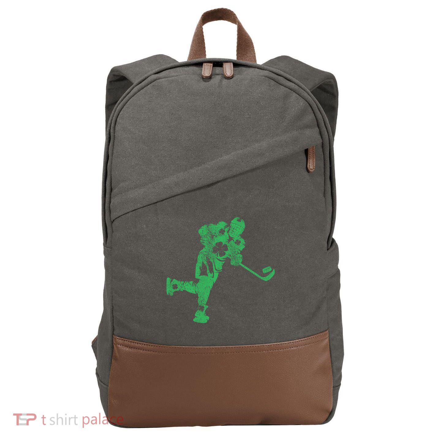 St Patricks Day Hockey Irish Boy Saint PaddyS Shamrock Cotton Canvas Backpack