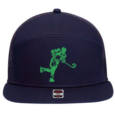 St Patricks Day Hockey Irish Boy Saint PaddyS Shamrock 7 Panel Mesh Trucker Snapback Hat