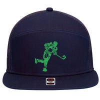 St Patricks Day Hockey Irish Boy Saint PaddyS Shamrock 7 Panel Mesh Trucker Snapback Hat