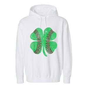 St Patricks Day Shamrock Baseball Saint Paddy's Kids Boys Garment-Dyed Fleece Hoodie