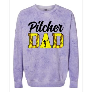 Softball Pitcher Dad Of A Softball Pitcher Father Funny Gift Colorblast Crewneck Sweatshirt