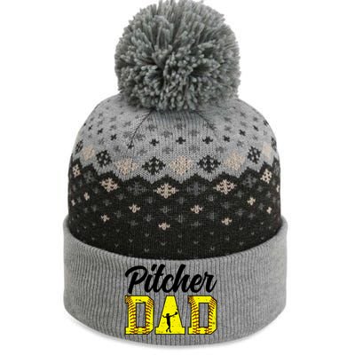 Softball Pitcher Dad Of A Softball Pitcher Father Funny Gift The Baniff Cuffed Pom Beanie