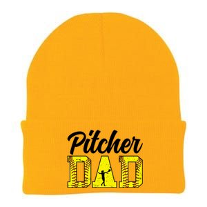 Softball Pitcher Dad Of A Softball Pitcher Father Funny Gift Knit Cap Winter Beanie