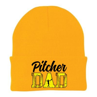 Softball Pitcher Dad Of A Softball Pitcher Father Funny Gift Knit Cap Winter Beanie