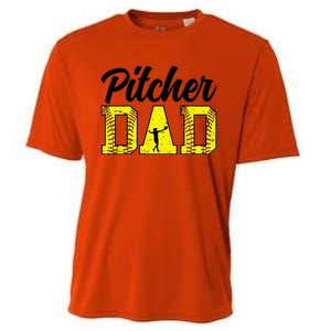 Softball Pitcher Dad Of A Softball Pitcher Father Funny Gift Cooling Performance Crew T-Shirt