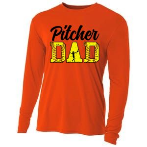 Softball Pitcher Dad Of A Softball Pitcher Father Funny Gift Cooling Performance Long Sleeve Crew