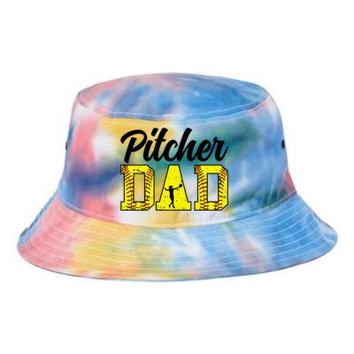 Softball Pitcher Dad Of A Softball Pitcher Father Funny Gift Tie Dye Newport Bucket Hat