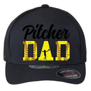 Softball Pitcher Dad Of A Softball Pitcher Father Funny Gift Flexfit Unipanel Trucker Cap