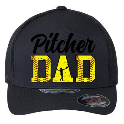 Softball Pitcher Dad Of A Softball Pitcher Father Funny Gift Flexfit Unipanel Trucker Cap