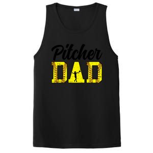 Softball Pitcher Dad Of A Softball Pitcher Father Funny Gift PosiCharge Competitor Tank