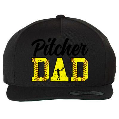 Softball Pitcher Dad Of A Softball Pitcher Father Funny Gift Wool Snapback Cap