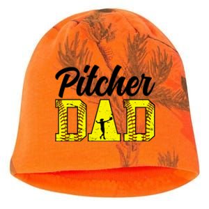 Softball Pitcher Dad Of A Softball Pitcher Father Funny Gift Kati - Camo Knit Beanie