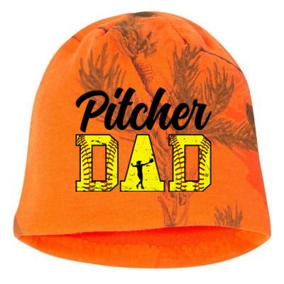 Softball Pitcher Dad Of A Softball Pitcher Father Funny Gift Kati - Camo Knit Beanie