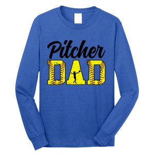 Softball Pitcher Dad Of A Softball Pitcher Father Funny Gift Long Sleeve Shirt