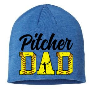 Softball Pitcher Dad Of A Softball Pitcher Father Funny Gift Sustainable Beanie